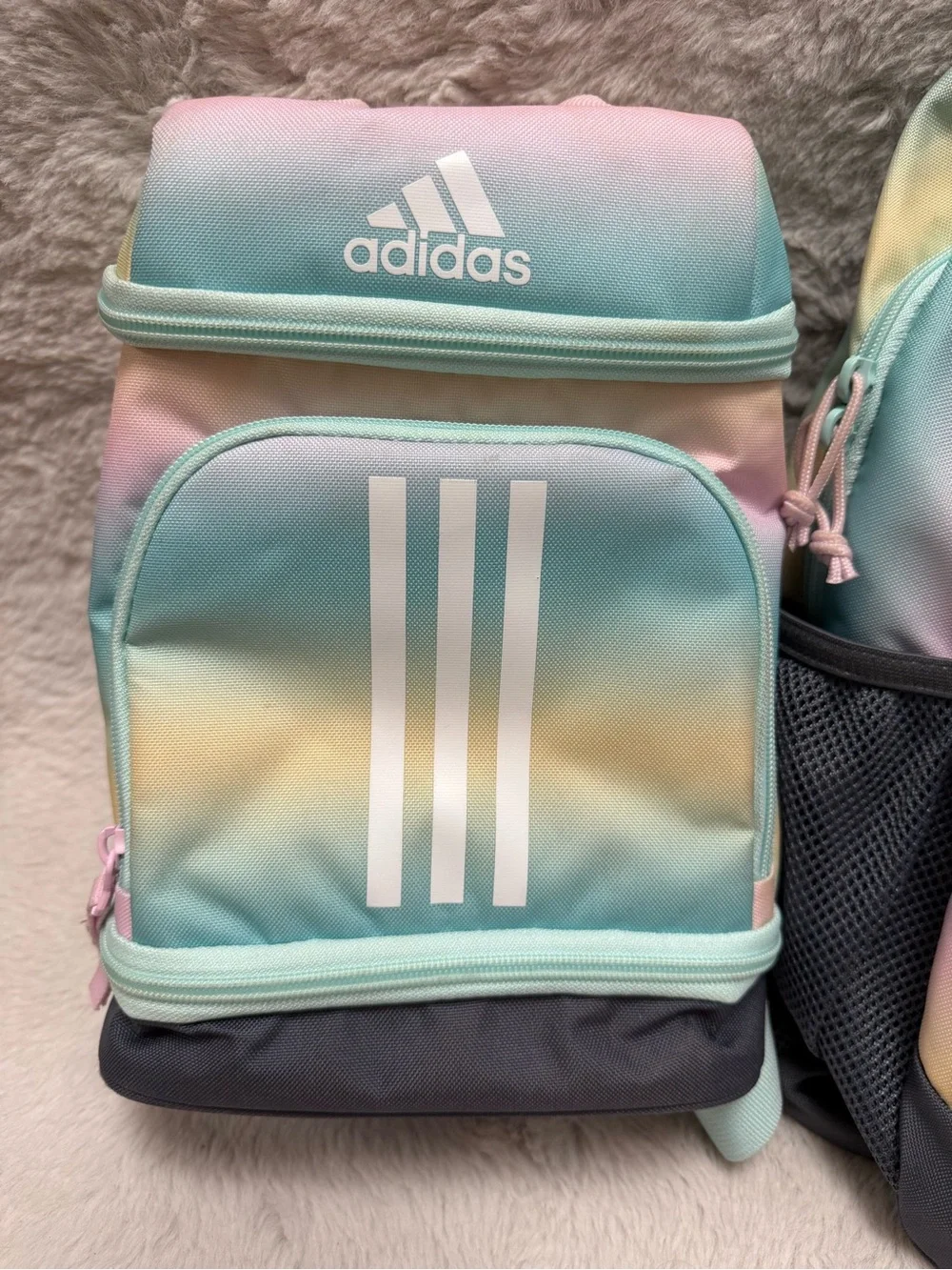 adidas Pastel Rainbow Gradient Backpack and Lunch bag set- Mint, Pink, Yellow - Picture 2 of 16